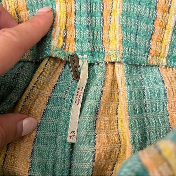 ✨ Free People Women’s Fine Line Slim Pants Aqua Orange Yellow Stripe XS - Picture 10 of 15